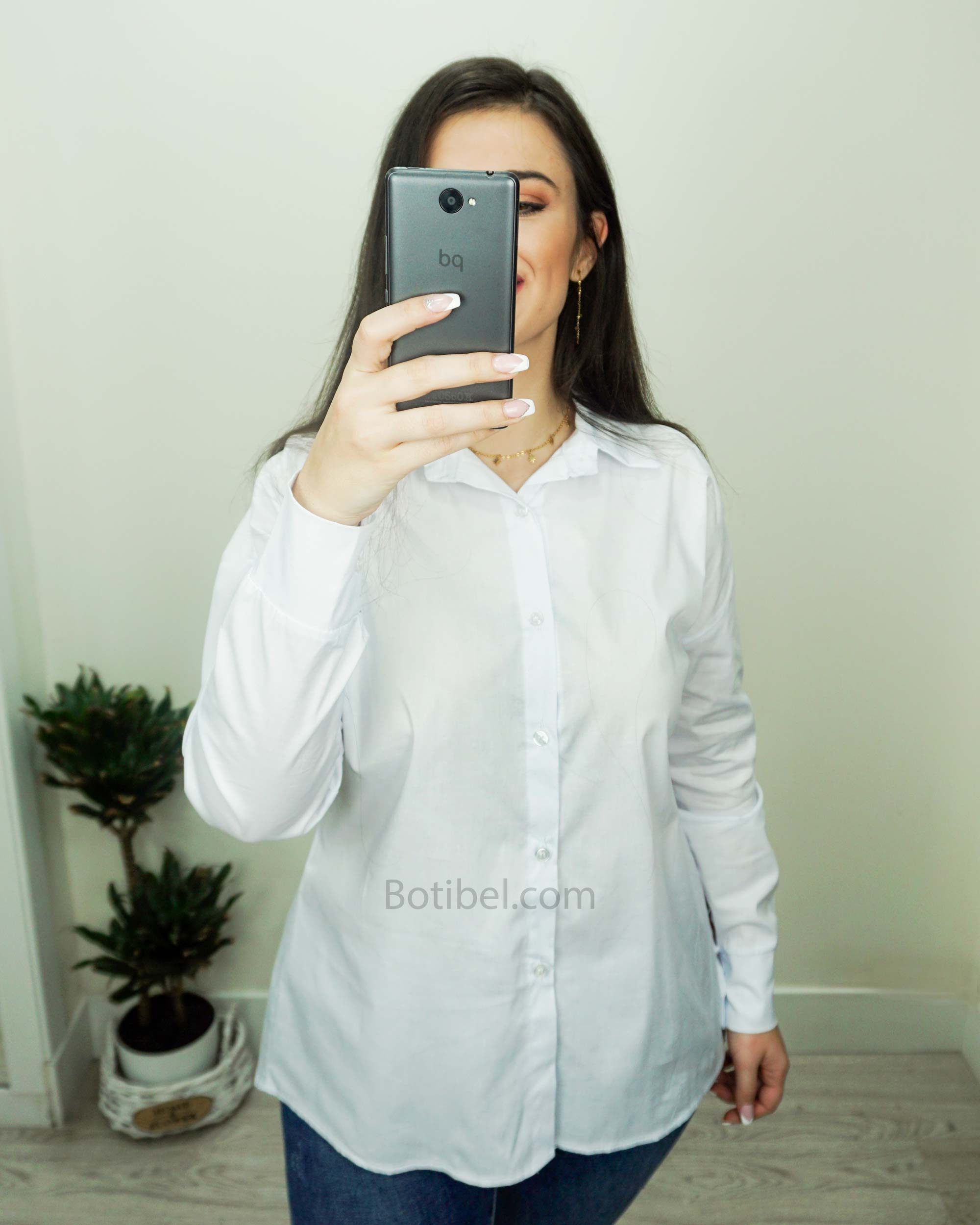 camisa-blanca-oversize-mujer-basica-abotonada-ancha Botibel.com