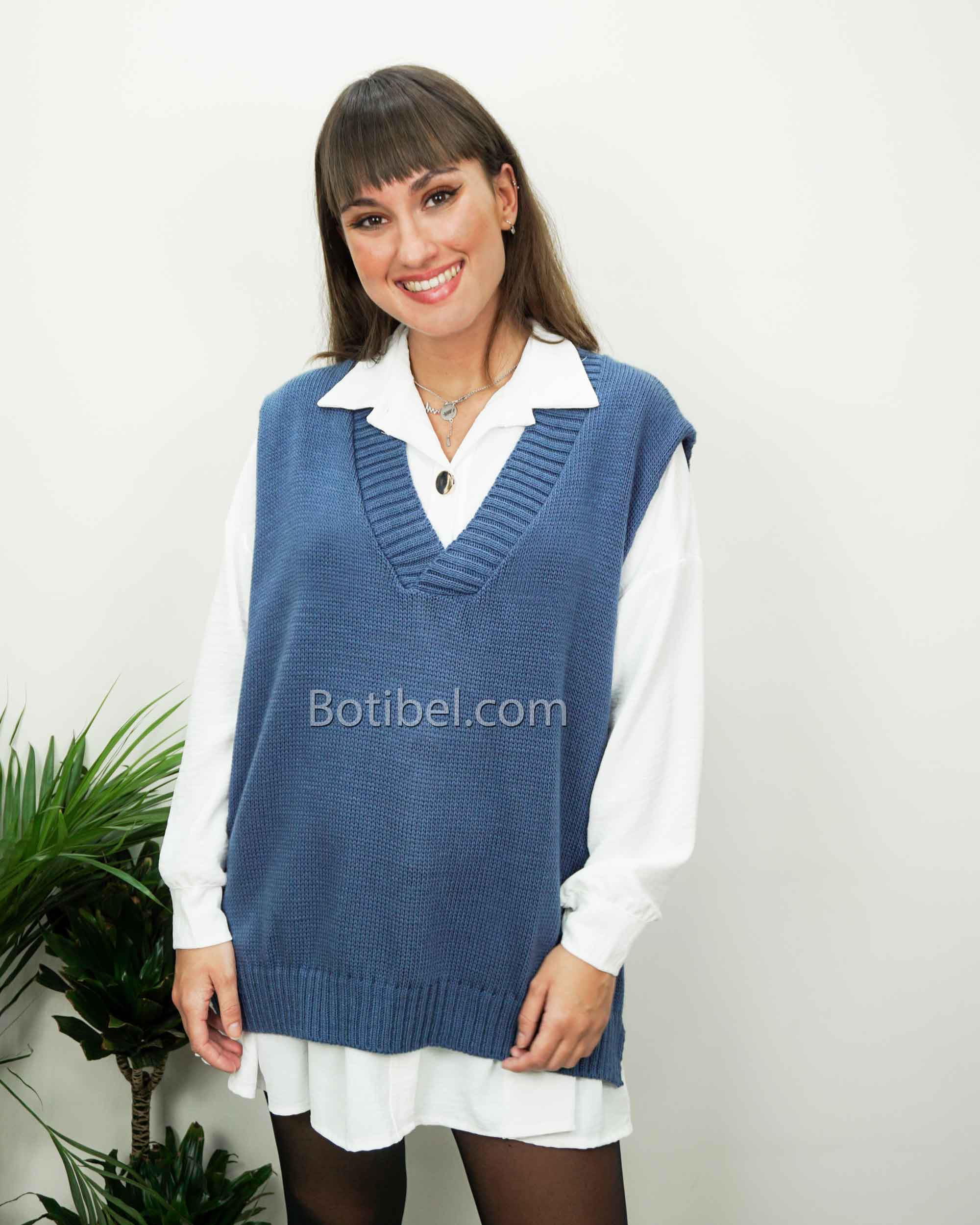 chaleco-azul-jean-lana-oversize-mujer Botibel.com